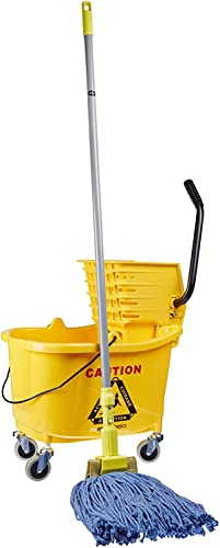 Amazon Basics 35-Quart Mop Bucket with Side Press Wringer Yellow