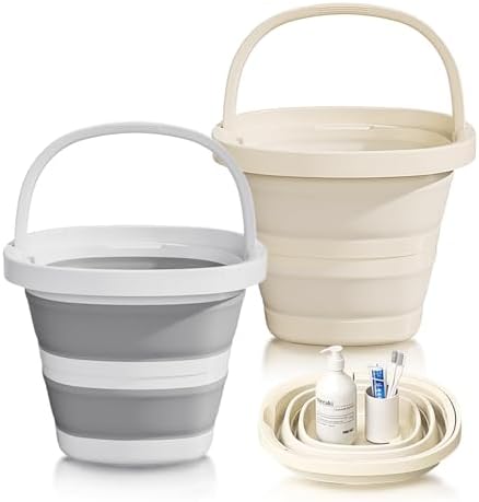 2-Pack Collapsible Buckets with Handles - 10L 26 Gallon Durable Space-Saving
