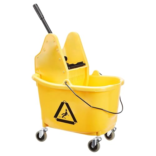 Amazon Basics 35-Quart Rectangular Mop Bucket with Down Press Wringer