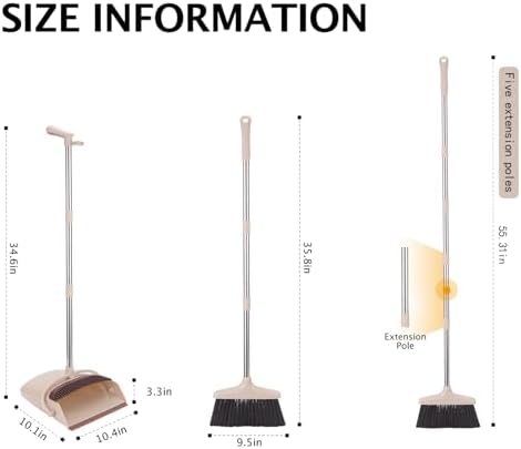 XXFLOWER 553 Long Handle Broom and Dustpan Set 1