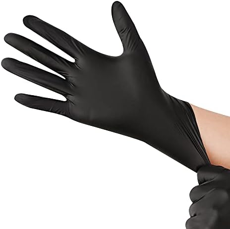 YOTU Black Nitrile Gloves 100 Count Textured Medium