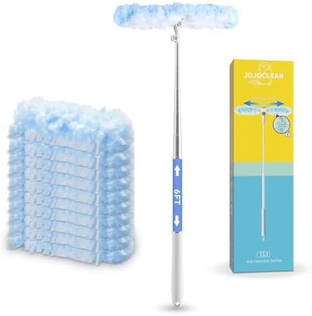 JOJOCLEAN 6ft Extendable Duster Handle with 10 Refills