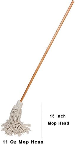 Large Wet Deck Cotton Mop with Solid Wood Handle