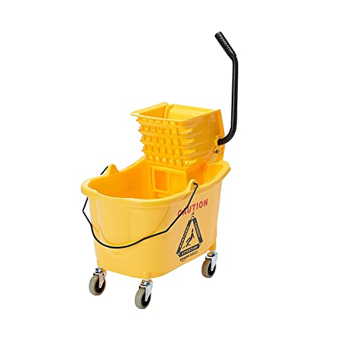 Amazon Basics 35-Quart Mop Bucket with Side Press Wringer Yellow