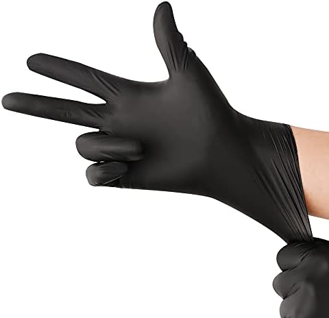 YOTU Black Nitrile Gloves 100 Count Textured Medium