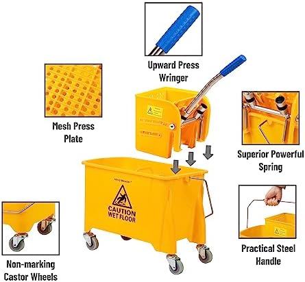 Mind Reader Mop Bucket with Wringer Yellow