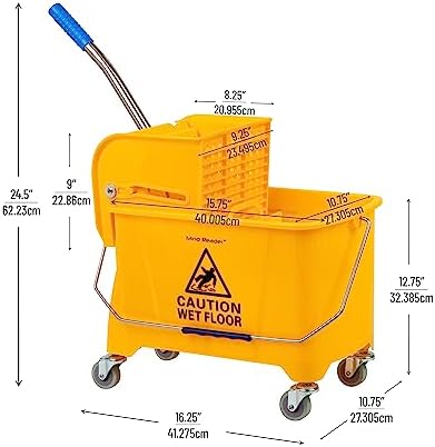 Mind Reader Mop Bucket with Wringer Yellow