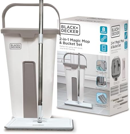 BLACKDECKER Magic Mop with Bucket Dual-Chamber 56 Handle