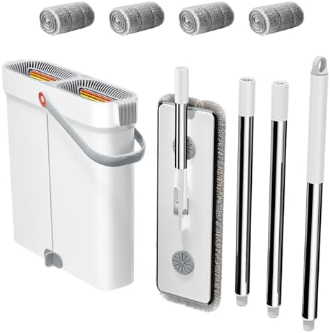 CTIME Mop and Bucket Set with Wringer 4 Pads