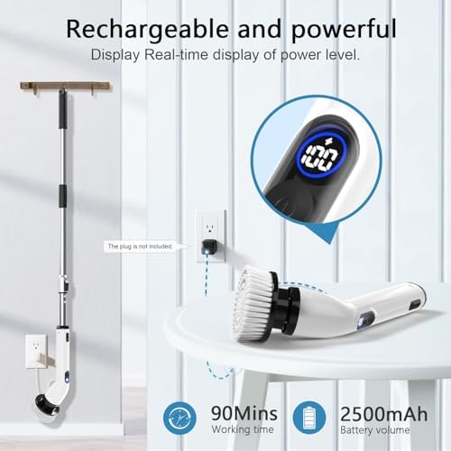 TUYU Cordless Electric Spin Scrubber with LED Display