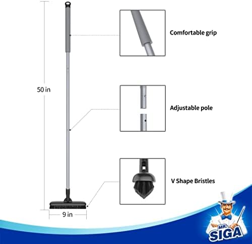 MRSIGA Heavy Duty Grout Scrub Brush with Long Handle