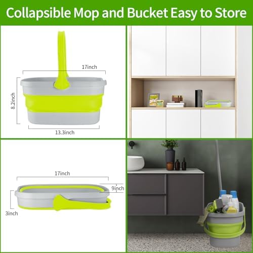 REEWII Sponge Mop and Collapsible Bucket Set