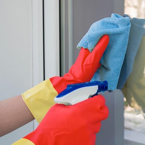 SteadMax Red Cleaning Gloves - 3 Pack Large Durable Gloves