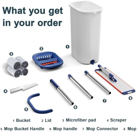 WBKATN Mop and Bucket Set with Wringer for Efficient Cleaning