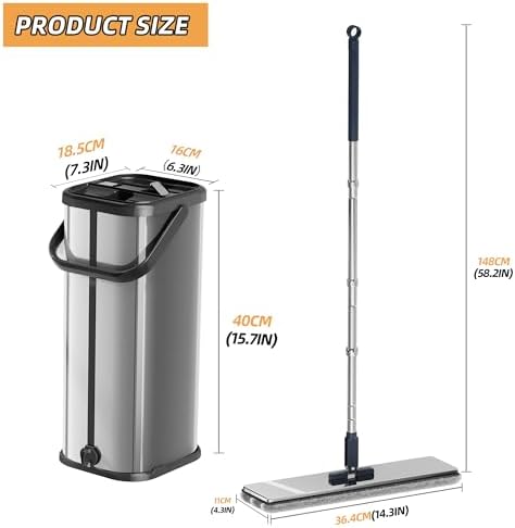 SWIFTIRON Flat Mop and Bucket Set with Wringer and Refills
