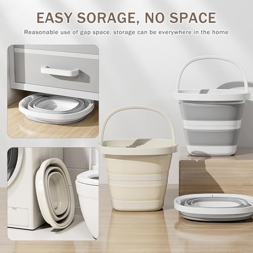 2-Pack Collapsible Buckets with Handles - 10L 26 Gallon Durable Space-Saving