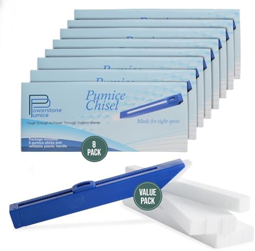 Powerstone Pumice Chisel Sticks - 8 Pack with Refillable Case