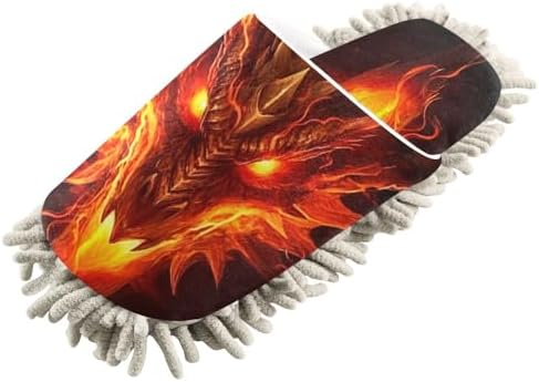 FLildon Microfiber Mop Slippers Dragon Head Red Washable