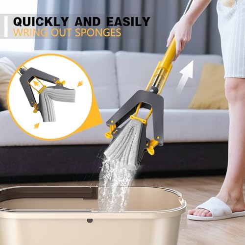 Masthome Sponge Mop with 3 PVA Refills and Stainless Steel Handle