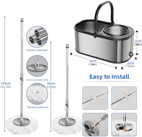 Swiftiron Spin Mop and Bucket Set with Wringer