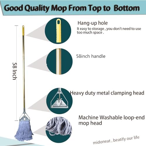 Midoneat Heavy Duty String Mop Set with 3 Heads