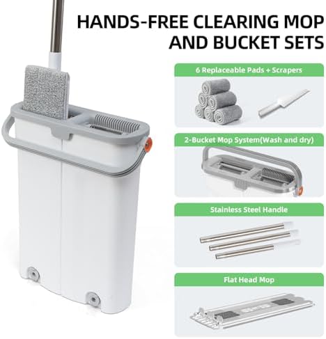 ZJSYJJ 2-Tank Mop Bucket Set with Wringer 1