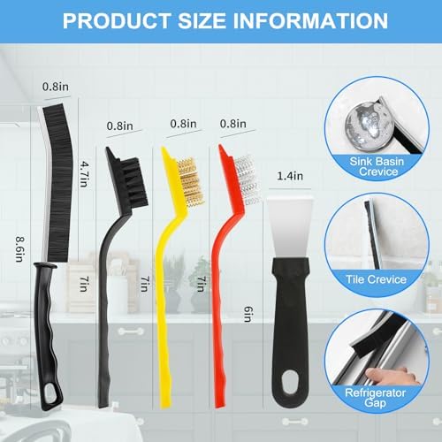 10Pcs Crevice Brush Set with Scraper for Kitchen and Bathroom