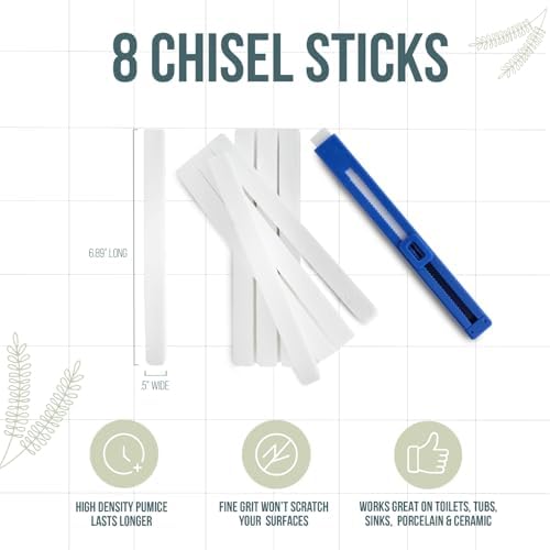 Powerstone Pumice Chisel Sticks - 8 Pack with Refillable Case