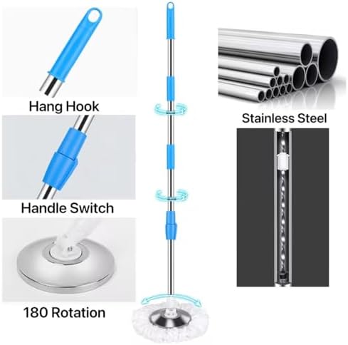 Roixeeds 360 Spin Mop Set with Bucket and Wringer Blue