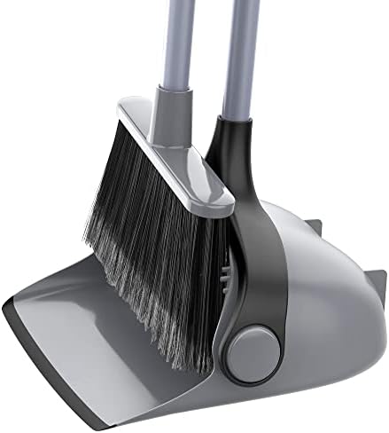 MRSIGA Adjustable Broom and Dustpan Set with Long Handles