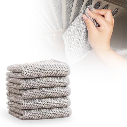 Cecurpo Multipurpose Wire Dishwashing Rags 5-Pack Reusable Scrubbing Pads