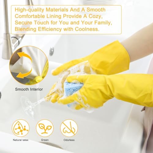 HOFASON 3 Pairs Reusable Rubber Cleaning Gloves