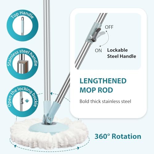 Gzdisbek Spin Mop and Bucket Set with Wringer Blue