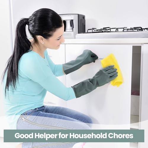 Jsocoah 4 Pairs Reusable Rubber Cleaning Gloves