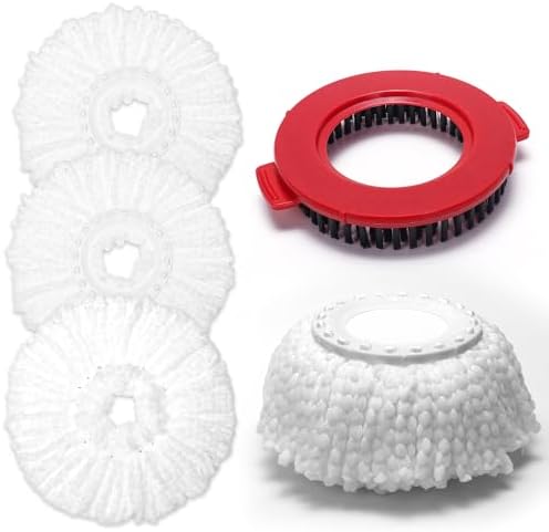 BOCA STORY 4Pcs Mop Heads 1 Scrub Brush for 360 Spin Mops