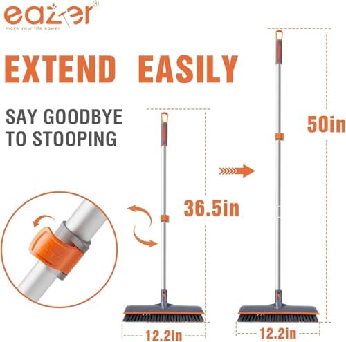 Eazer 2-in-1 Floor Scrubber Brush with Long Handle