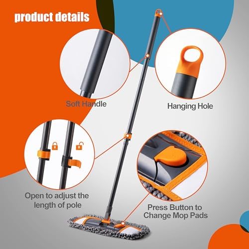 Cleanhome 3-Pad Dust Mop with 55 Extendable Handle