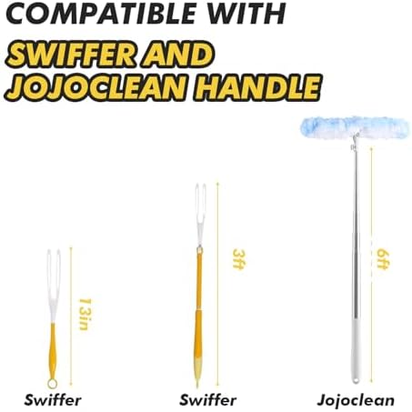 JOJOCLEAN 6ft Extendable Duster Handle with 10 Refills