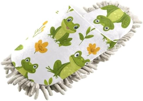 Cute Frog Microfiber Mop Slippers Washable for Men Women