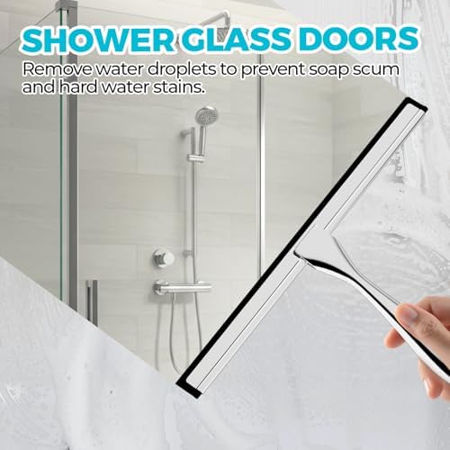 ALFLOD 2 Pack 10 Inch Shower Squeegee with Soft Blade and Hook