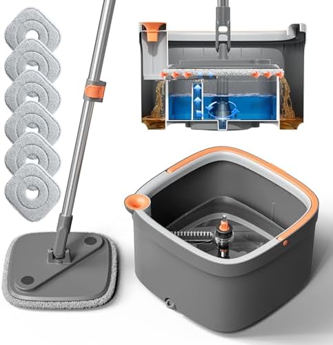 KZKR Spin Mop and Bucket Set with Clean Water System