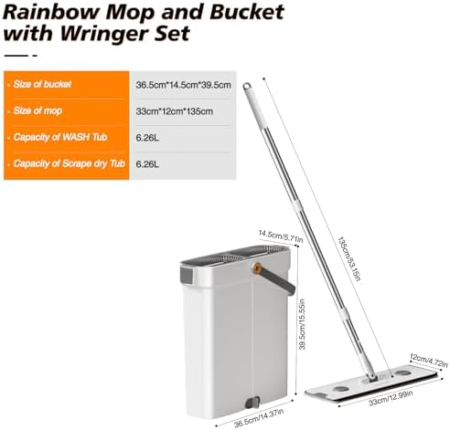 CTIME Mop and Bucket Set with Wringer 4 Pads