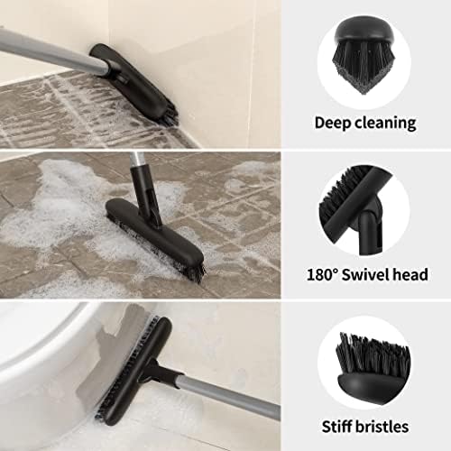 MRSIGA Heavy Duty Grout Scrub Brush with Long Handle