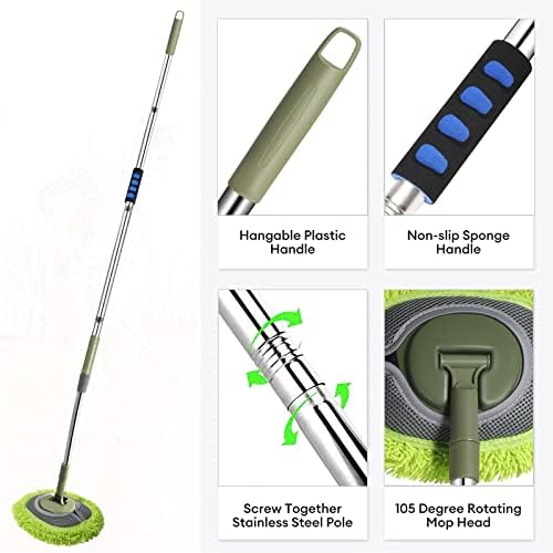 SLIIMU Wall Cleaner with 66 Long Handle and 15 Elbow Extension 1