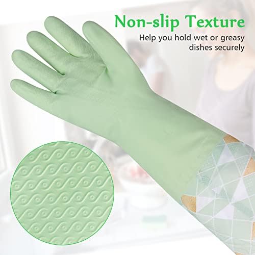Yiomxhi Reusable Dishwashing Gloves 3 Pairs Latex Free Non-Slip