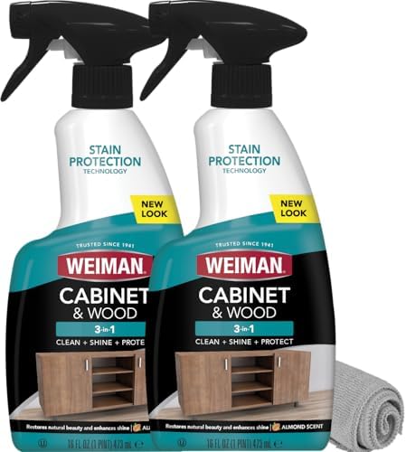 Weiman Cabinet Wood Cleaner 16 oz 2 Pack with Microfiber Towel