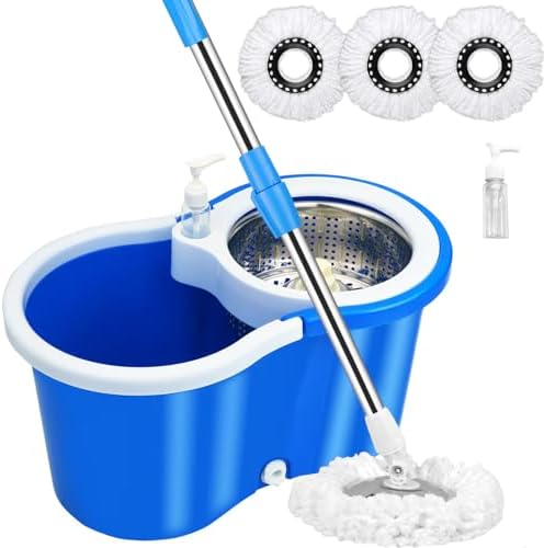 Roixeeds 360 Spin Mop Set with Bucket and Wringer Blue