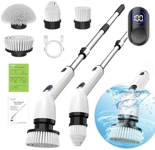 TUYU Cordless Electric Spin Scrubber with LED Display
