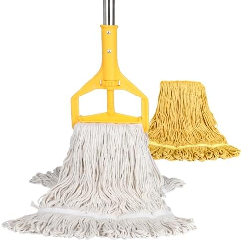 GLOHOO Heavy Duty Wet String Mop with 2 Reusable Heads