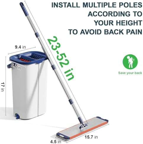 WBKATN Mop and Bucket Set with Wringer for Efficient Cleaning
